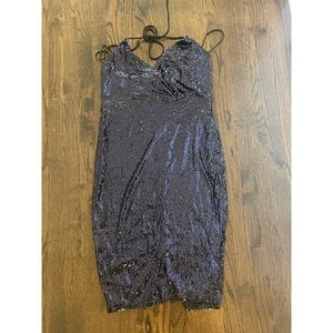 Queen Arrival Sequin Midi Dress - Navy